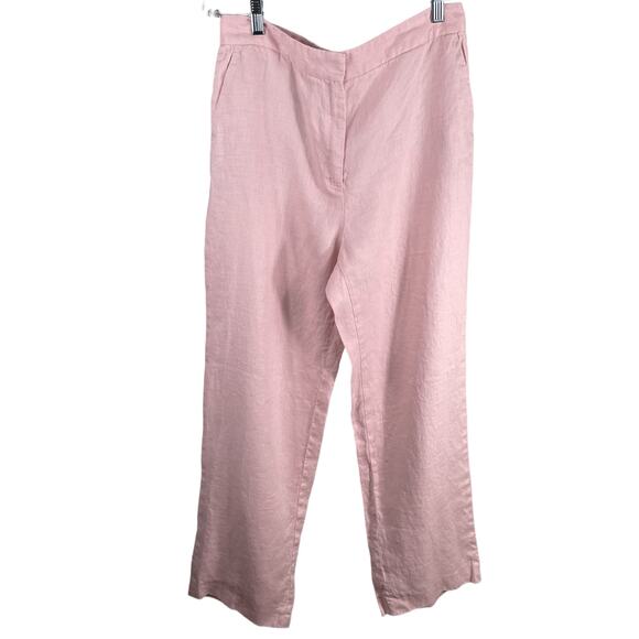 Zara Pants - Zara Pink Linen Pants Large Women Flat Front Breathable Chic Comfort Summer Wear